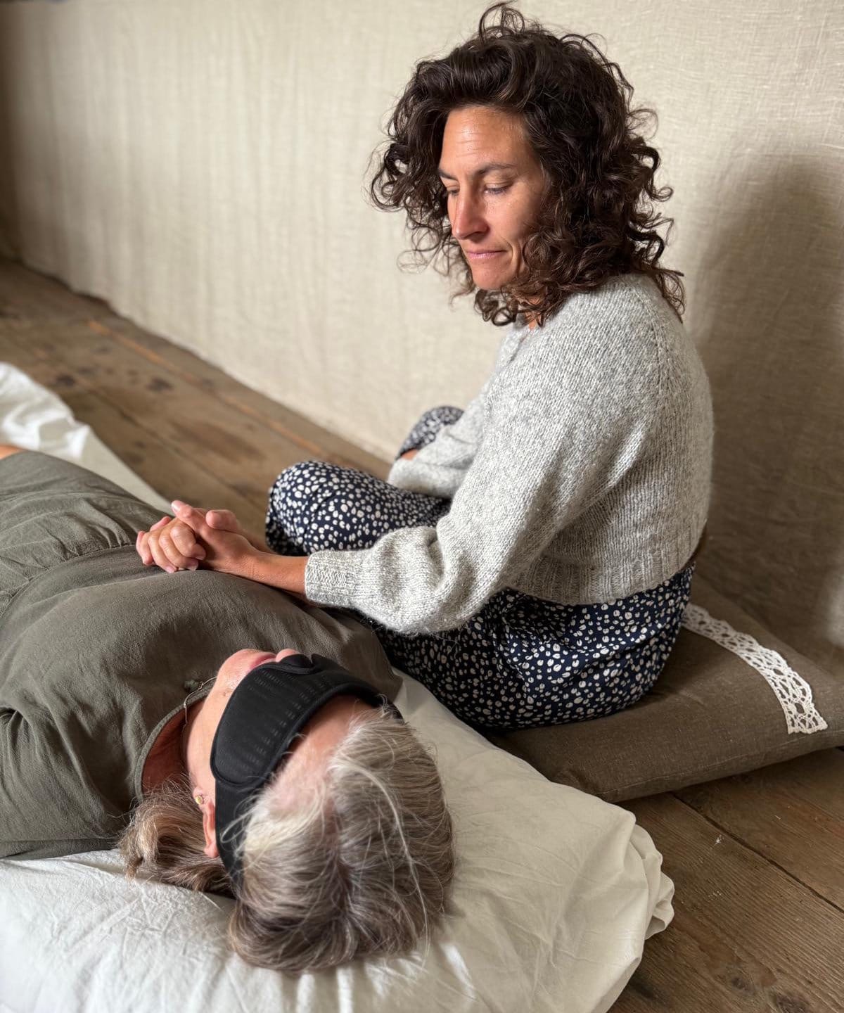 Hanna sitting with participant